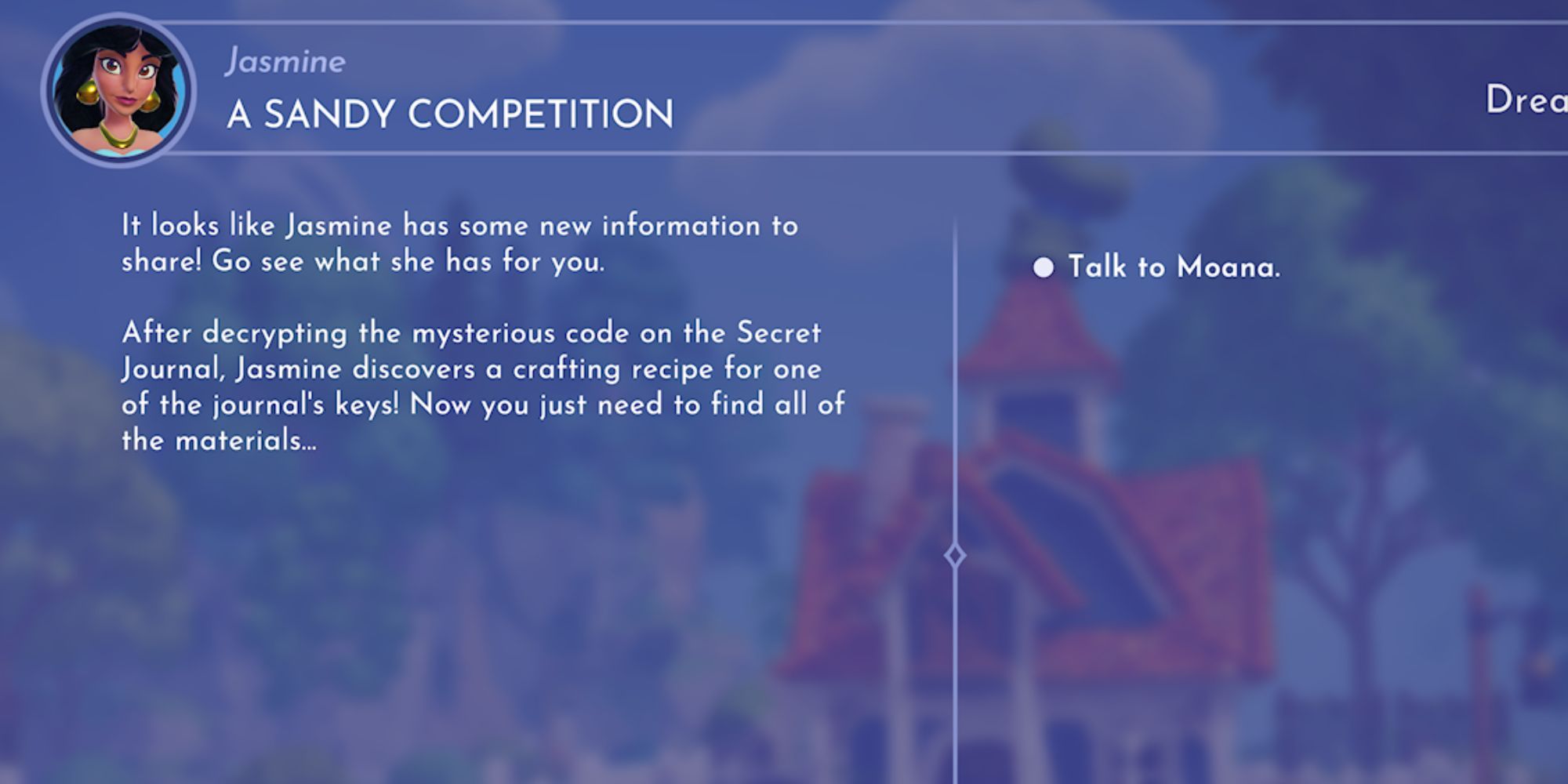 A Sandy Competition quest objective in Disney Dreamlight Valley