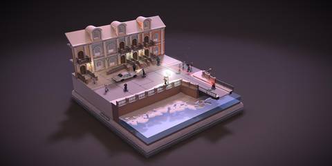 A shootout happening in Hitman Go