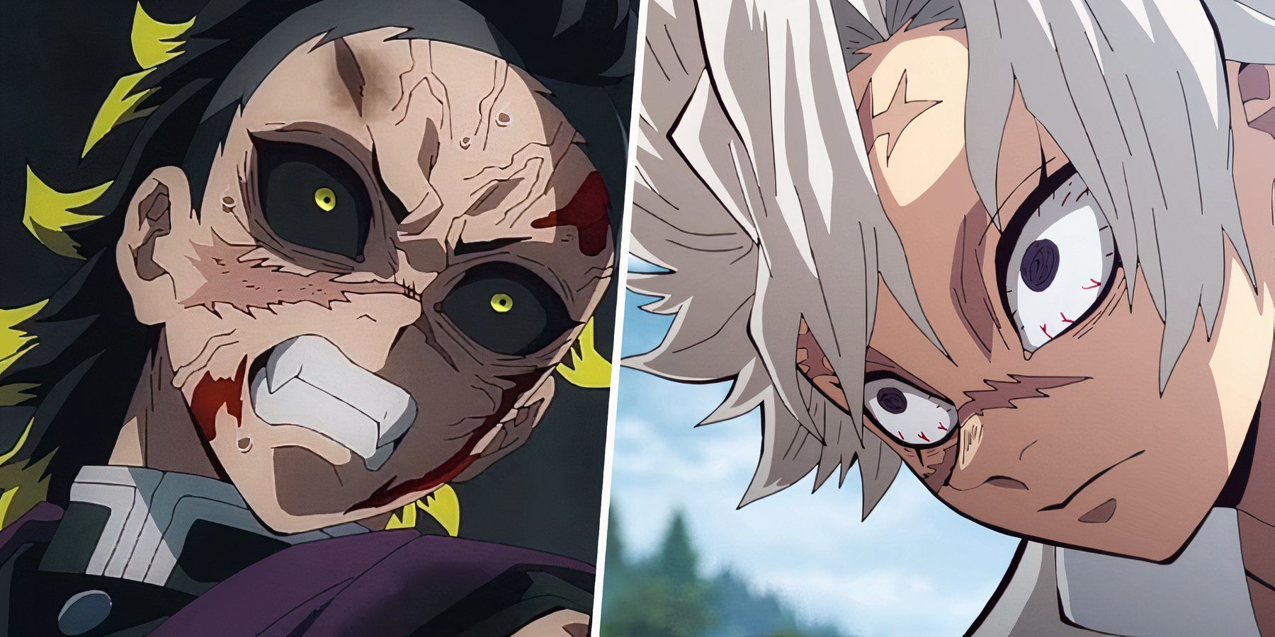 A split image of Genya and Sanemi and Demon Slayer