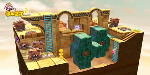 A view of a level in Captain Toad Treasure Tracker