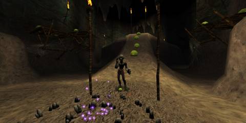 Abe exploring an area by himself.