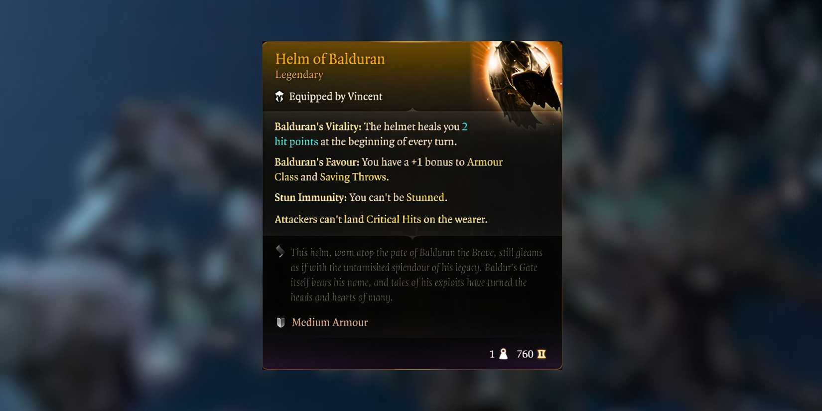 Helm of Balduran stats in Baldur's Gate 3