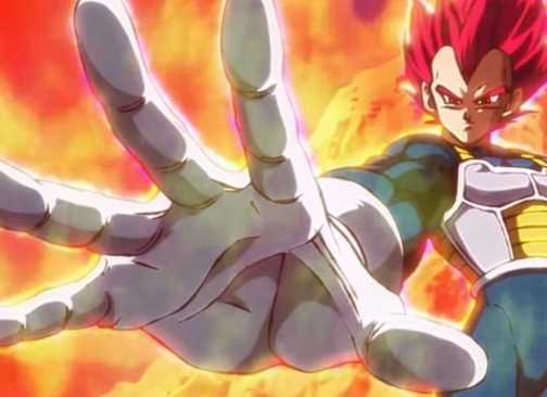 Vegeta Super Saiyan God mode.