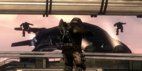 Aiming at an enemy ship in Halo 3 ODST