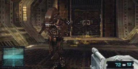 Ripley shooting a Xenomorph with a rifle in Alien Resurrection