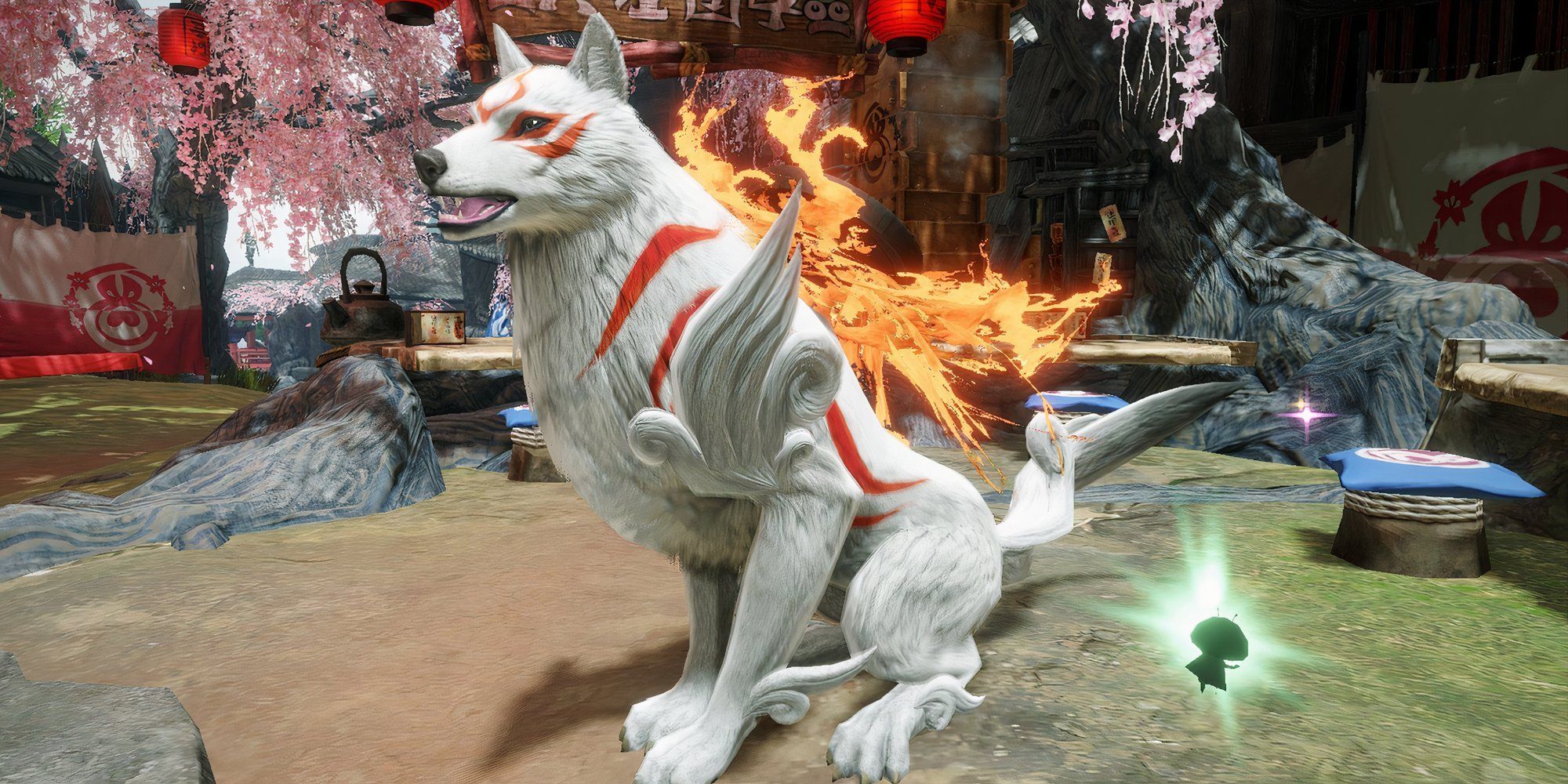 An Okami skin in Monster Hunter Rise