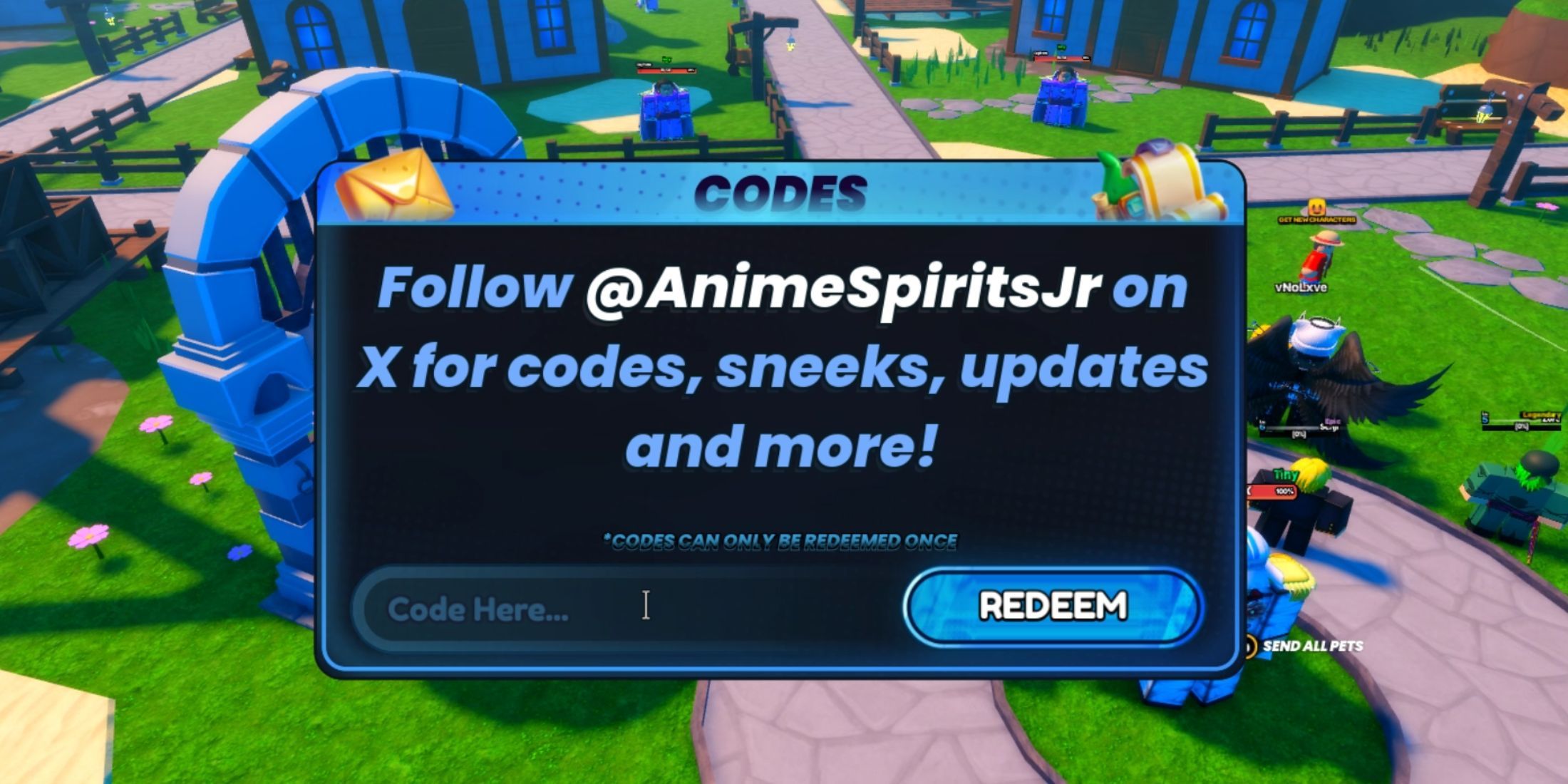 Anime Spirits Journey the codes tab