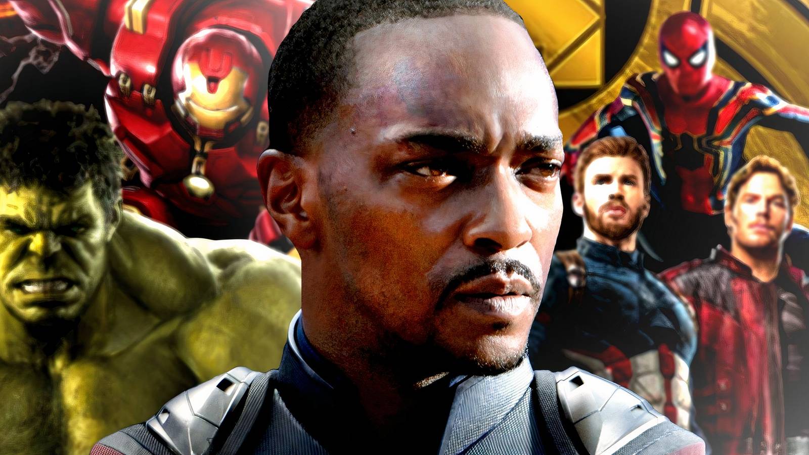 Anthony Mackie's Sam Wilson looks to the horizon in front of the MCU Avengers in Captain America_ Brave New World
