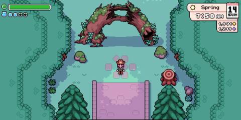 Archway leading to the Deep Woods in Fields of Mistria