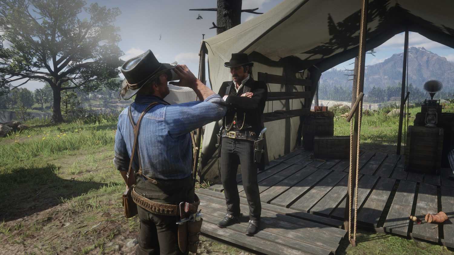 Arthur ve Dutch Görüşmesi Arthur, Dutch önünde yemek yerken