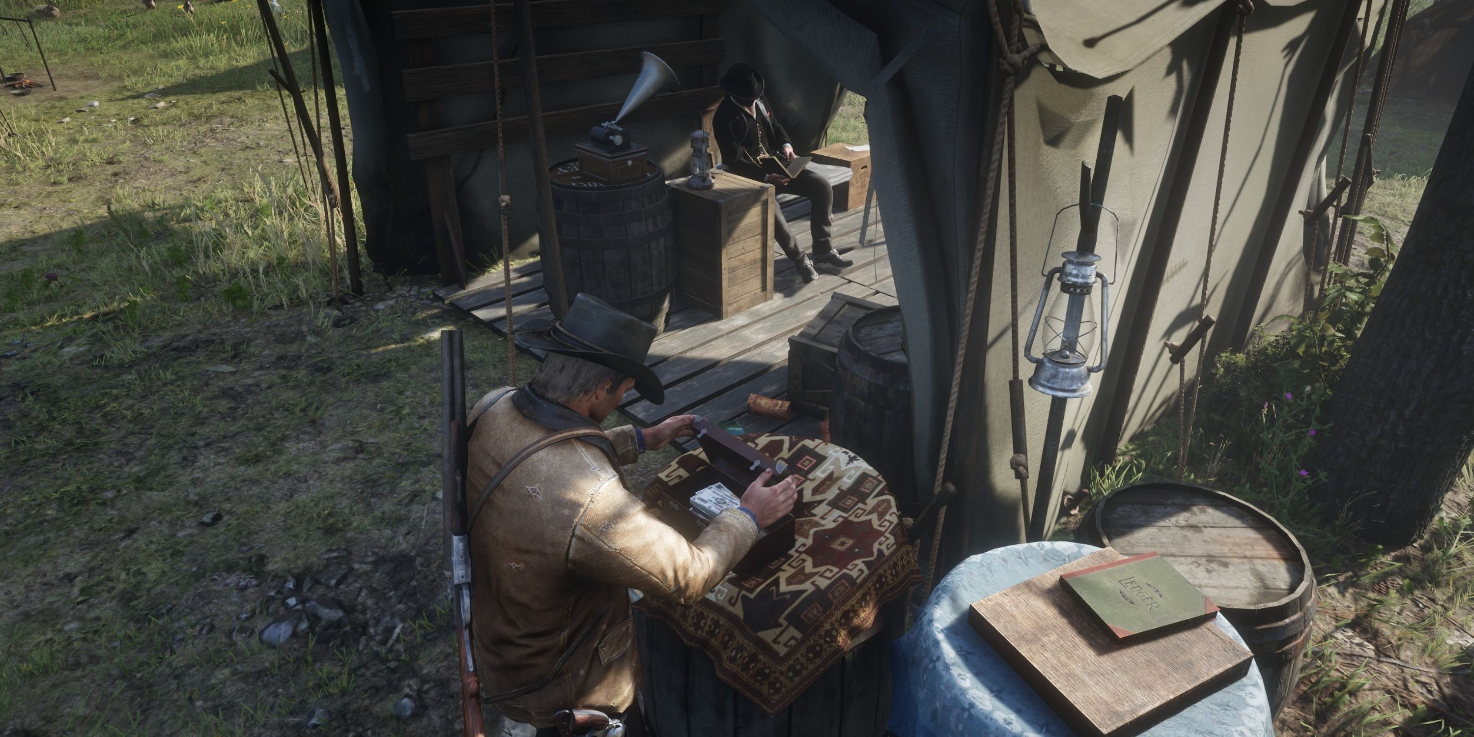 arthur puts money in the donation box