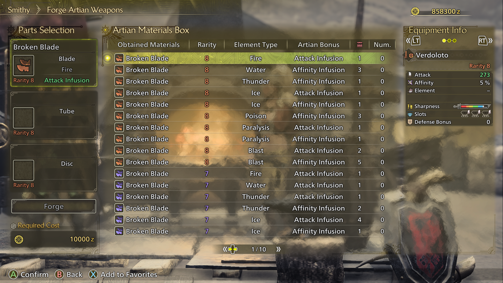 Artian Part Selection