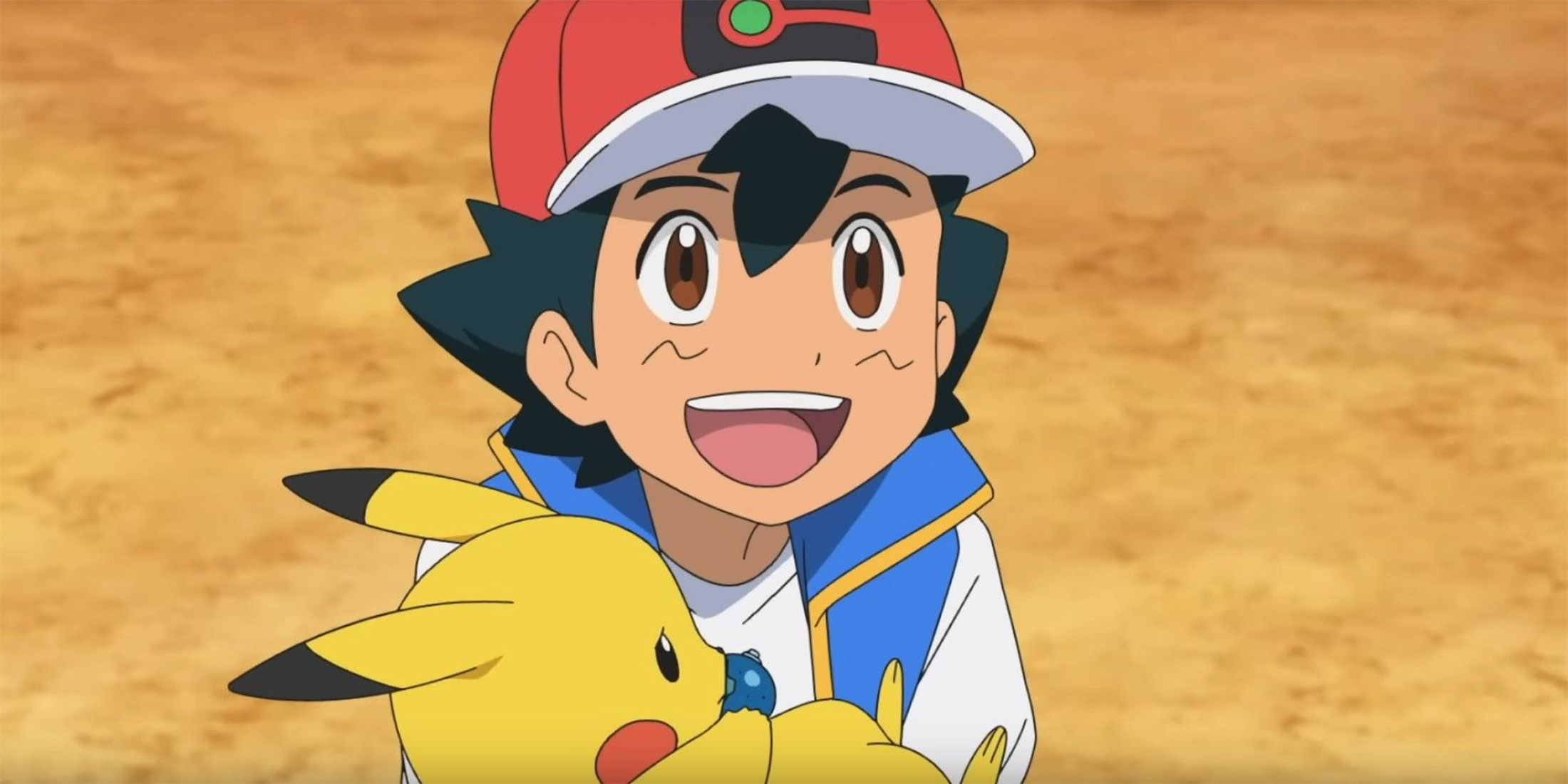 Ash Ketchum holding Pikachu in newer Pokemon anime