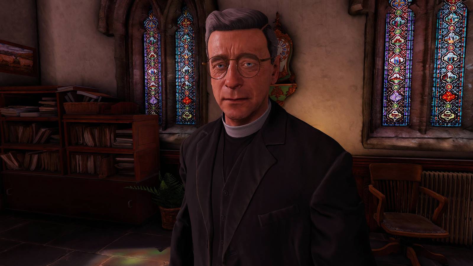 atomfall vicar mchenry looking upset