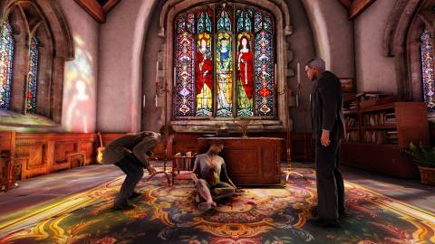 atomfall vicar mchenry standing over maisie's corpse