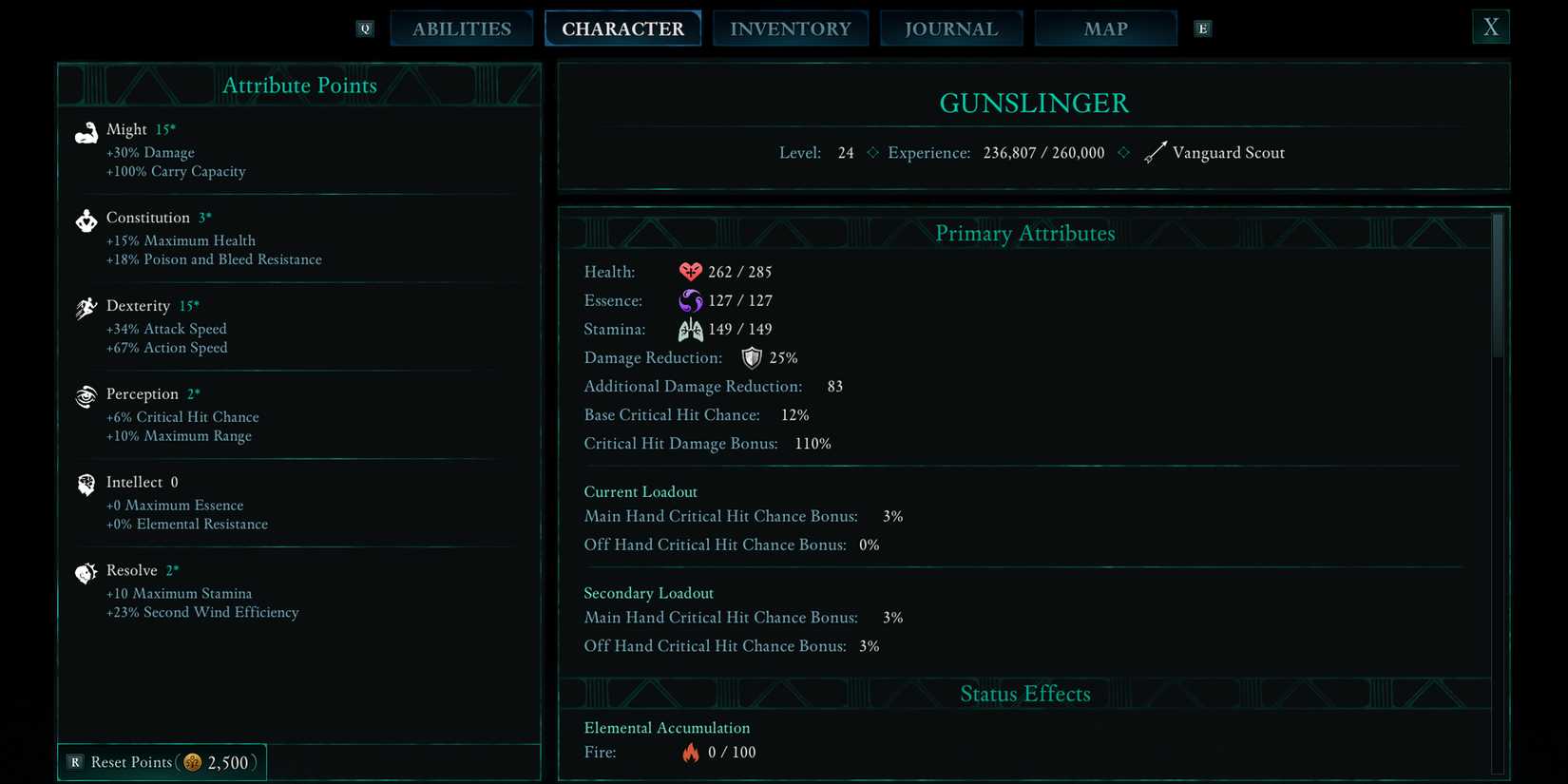 Avowed - Gunslinger Stats