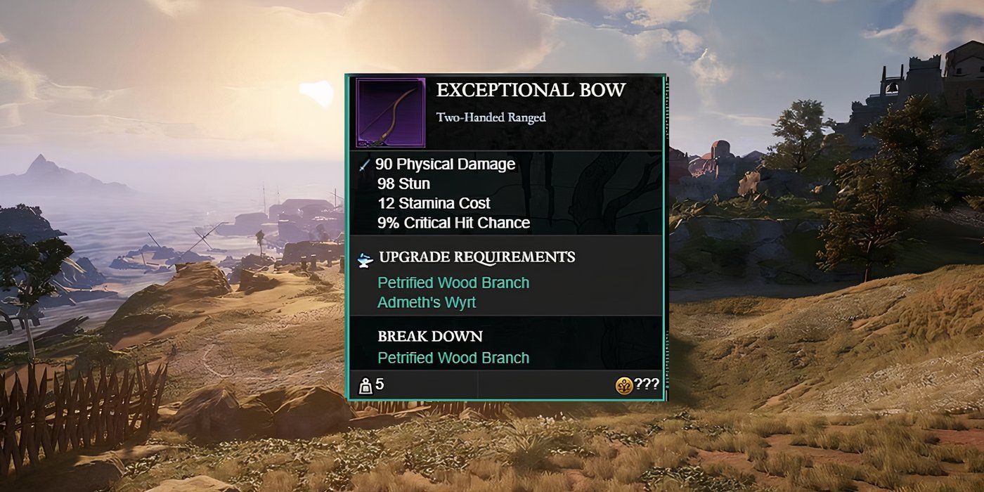 Avowed Storm Exceptional Bow stat screen