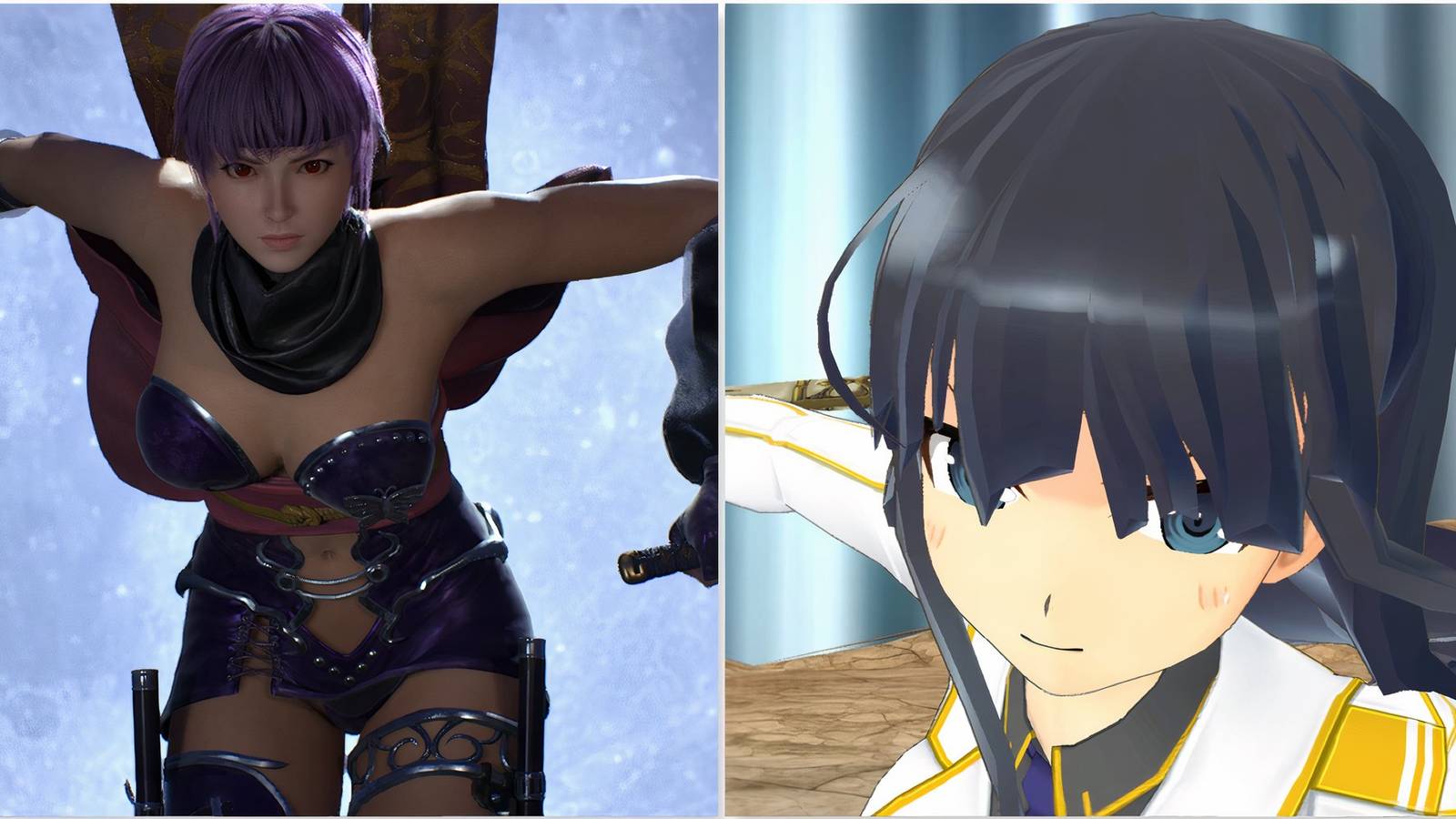 Ayane in Ninja Gaiden 2 Black and Ikaruga in Senran Kagura Shinovi Versus