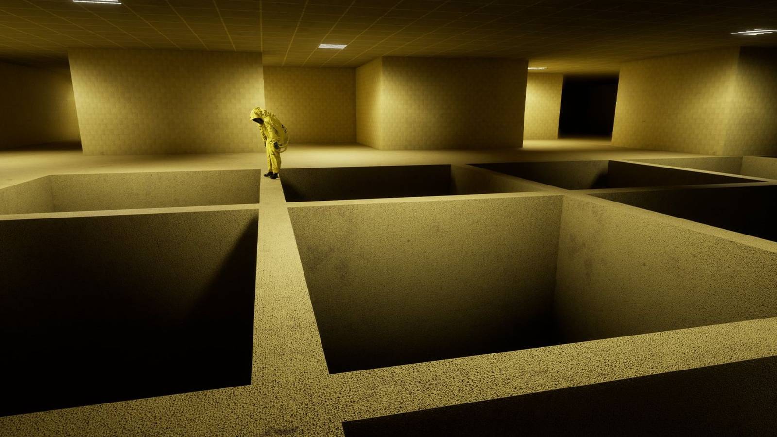 Traversing along tight platforms in the backrooms