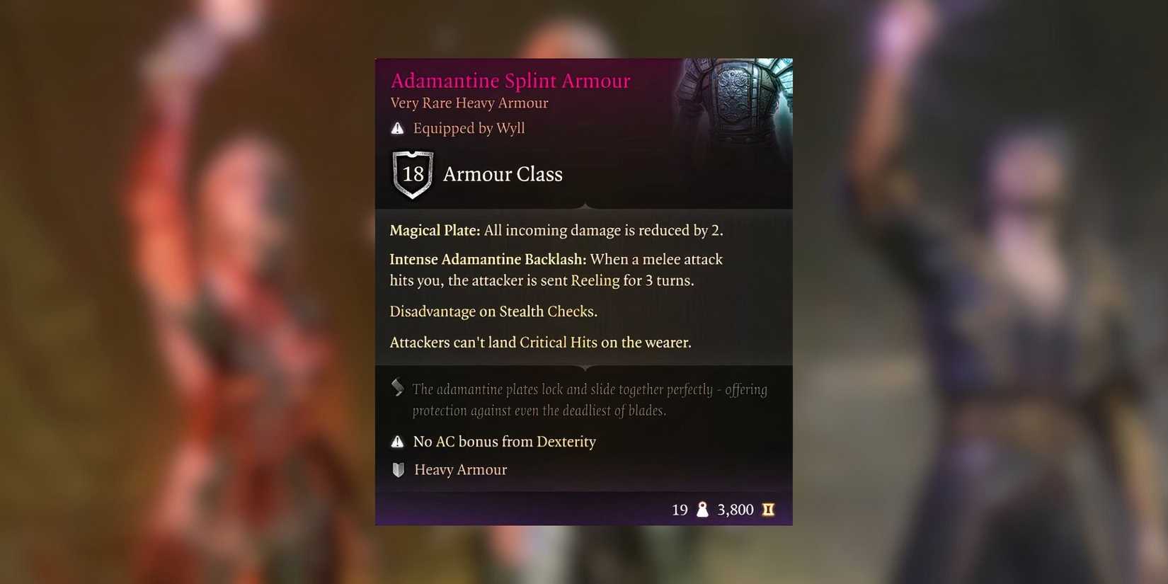 Adamantine Splint Armour stats in Baldur's Gate 3