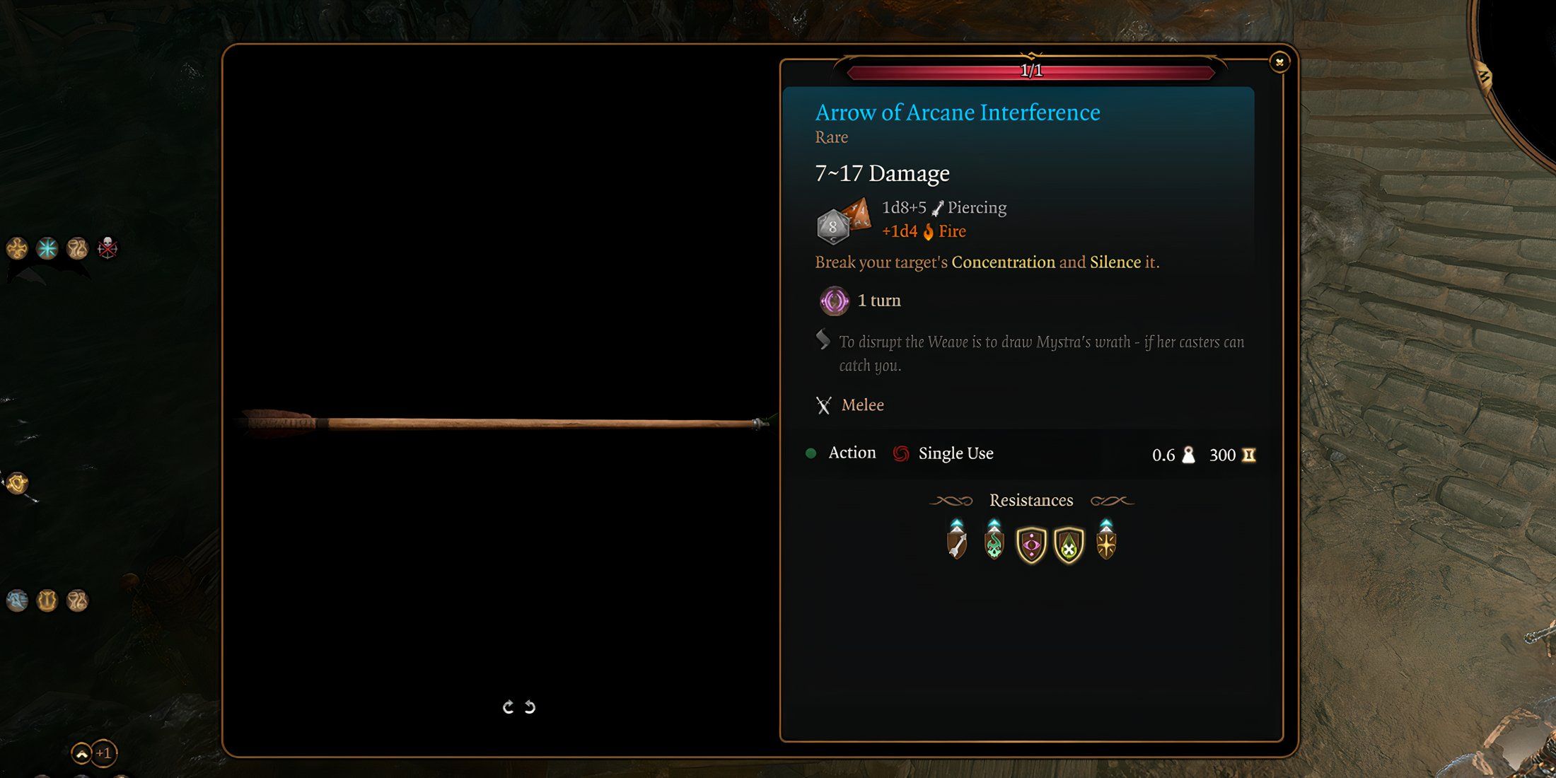 Baldur's Gate 3 - Arrow of Arcane Interferene Description