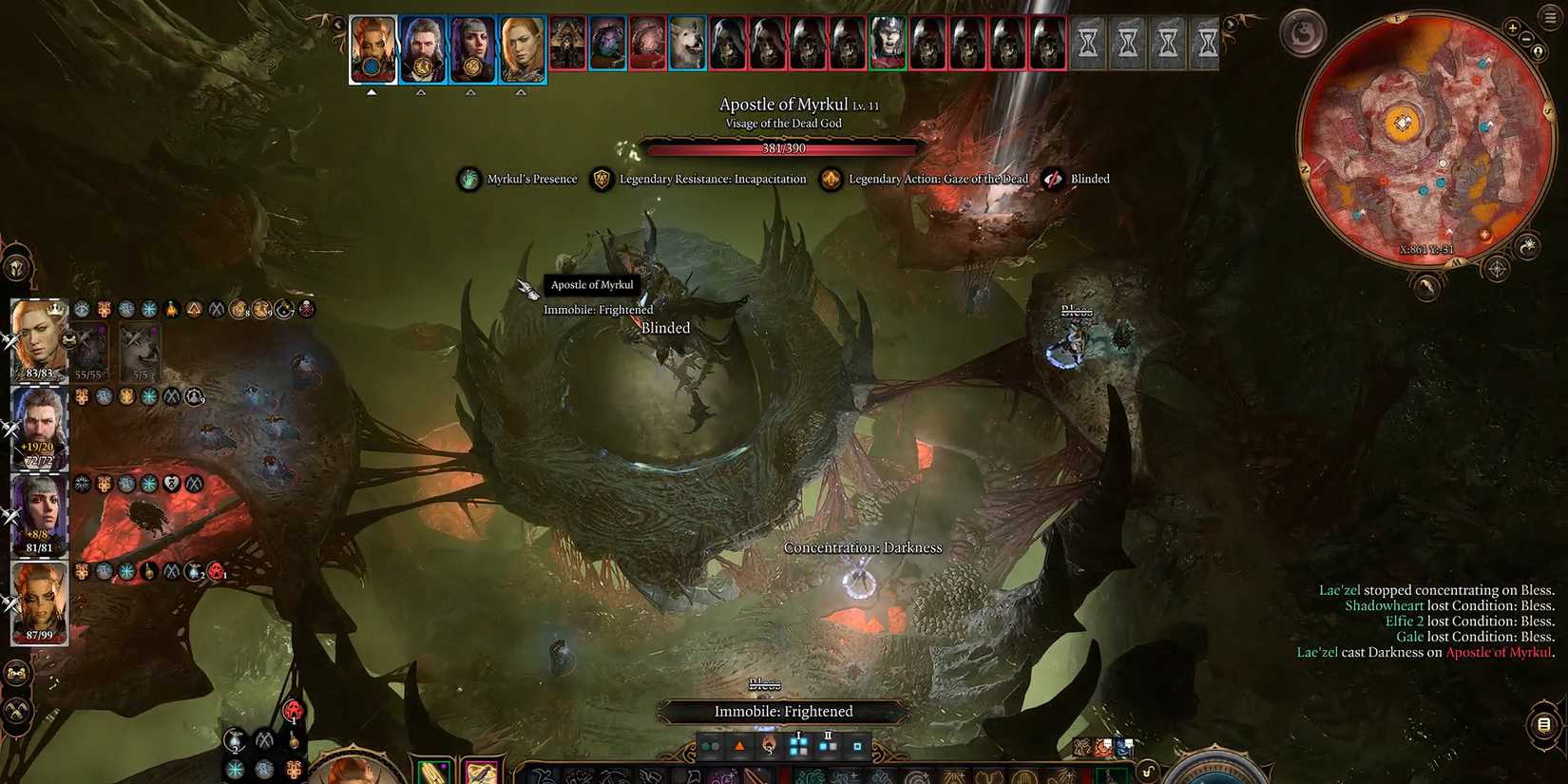 Casting Darkness on Aspotle of Myrkul in Baldur's Gate 3