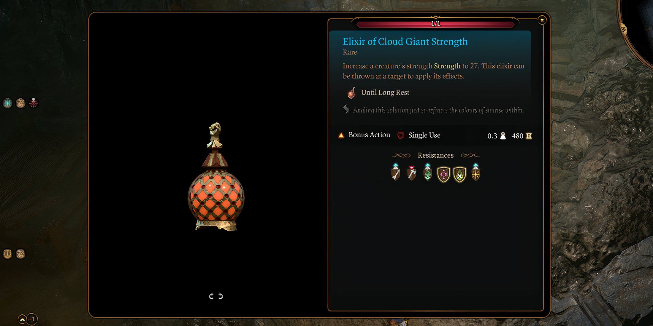 Baldur's Gate 3 - Elixir of Cloud Giant Strength Description