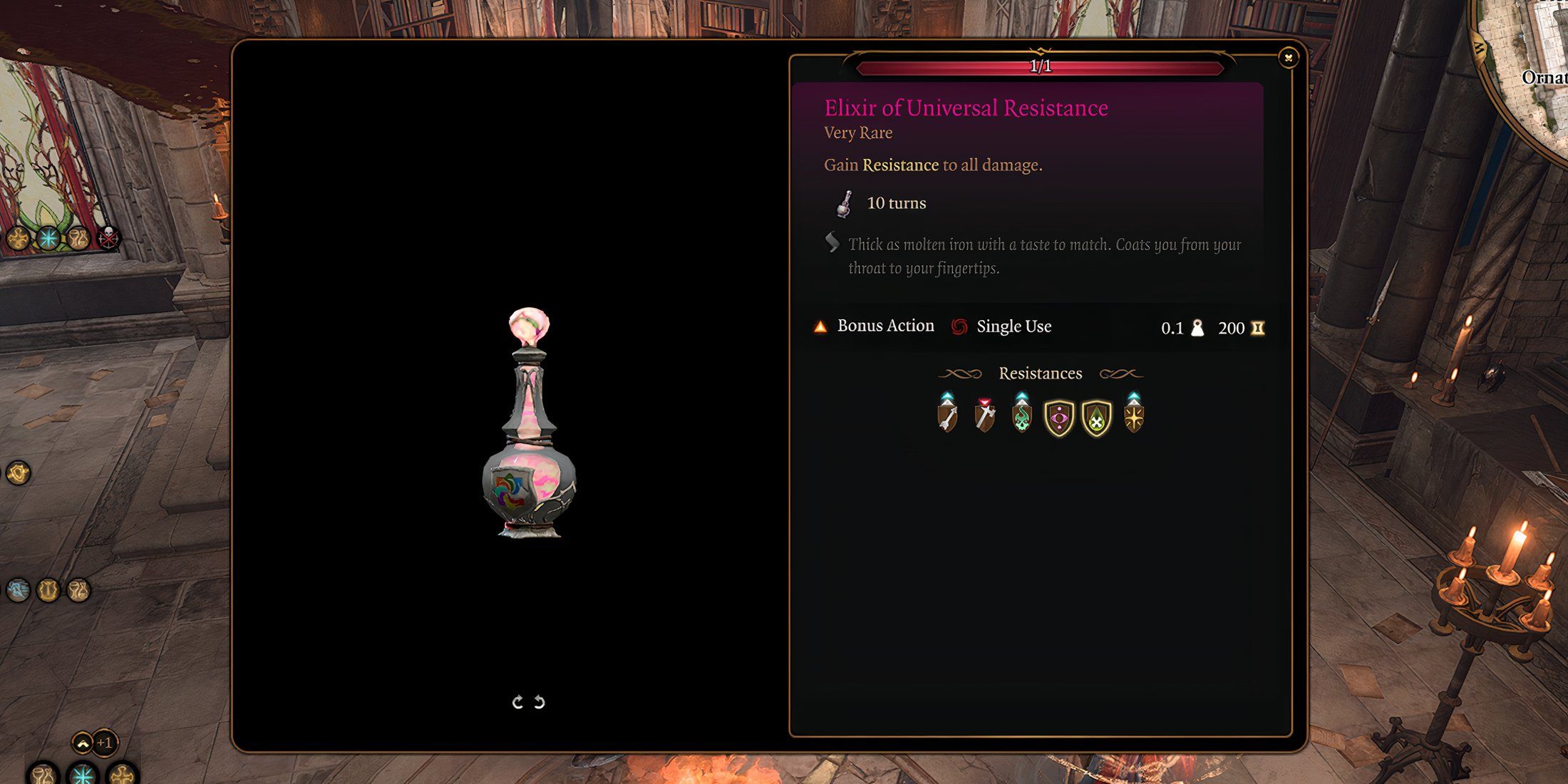 Baldur's Gate 3 - Elixir of Universal Resistance Description