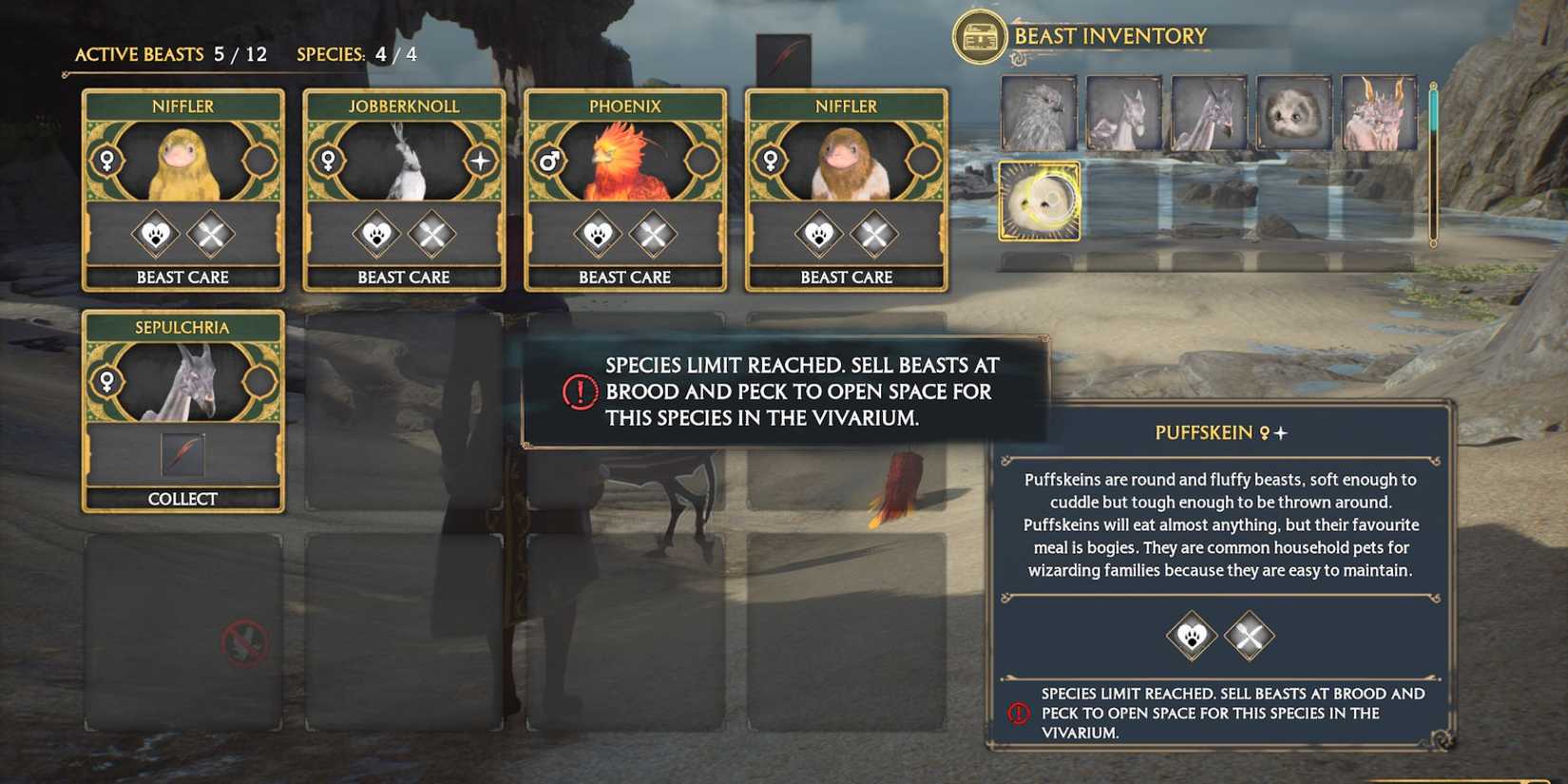 Beast species limit reached in Hogwarts Legacy