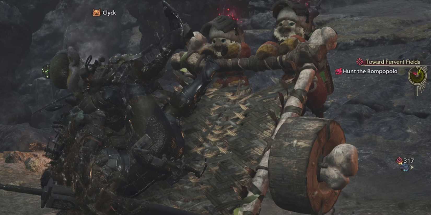 being carted off after fainting in monster hunter wilds