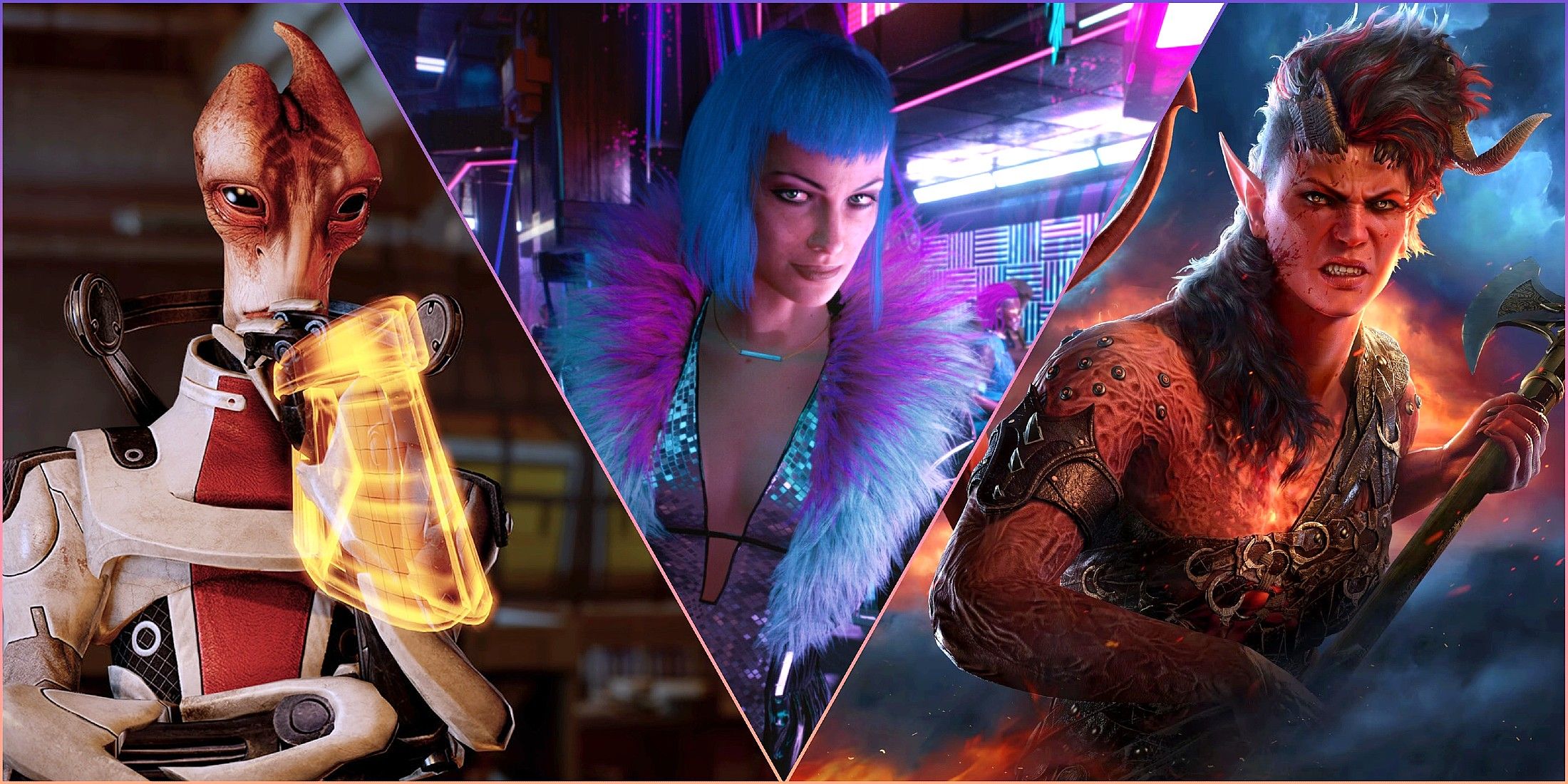 Best RPGs For Cinematic Storytelling Mass Effect 2, Cyberpunk 2077, Baldur's Gate 3