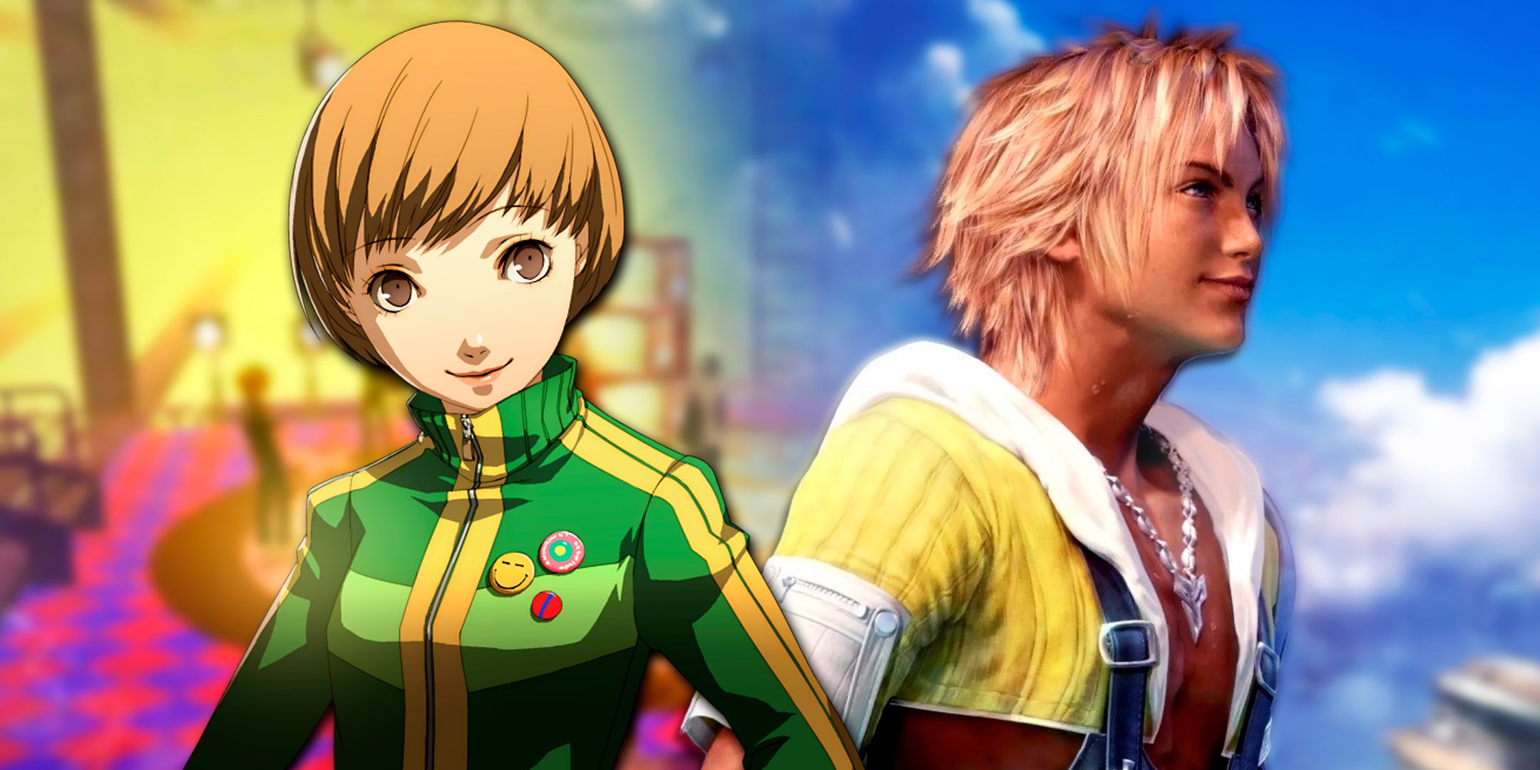 Chie from Persona 4 and Tidus from Final Fantasy 10