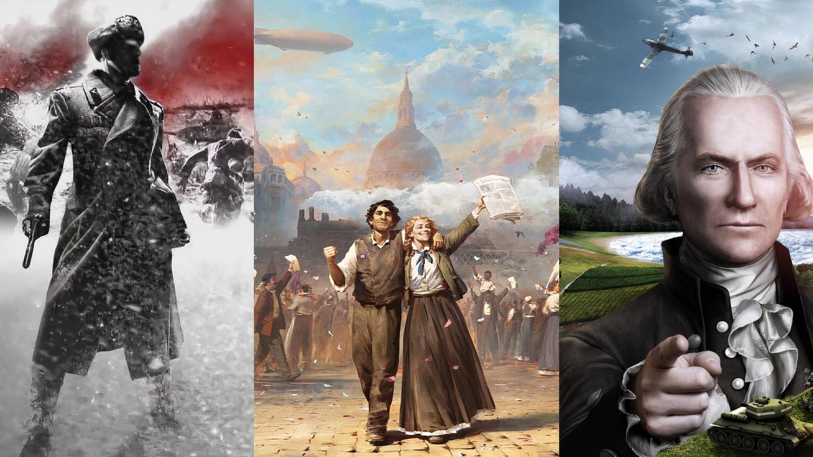 Feature image depicting Company of Heroes 2, Victoria 3, and Civilization 5
