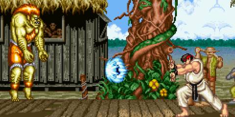 Blanka vs Ryu in Street Fighter 2