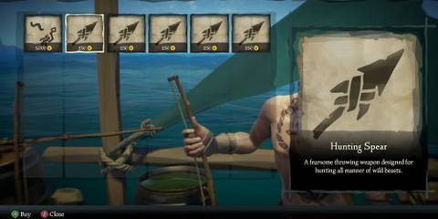 Buying a Hunting Spear from the Hunter's Call in Sea of Thieves