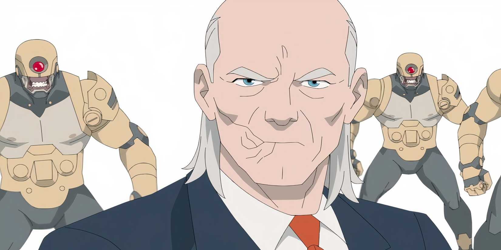 Cecil Stedman with D.A. Sinclair's robots in Invincible