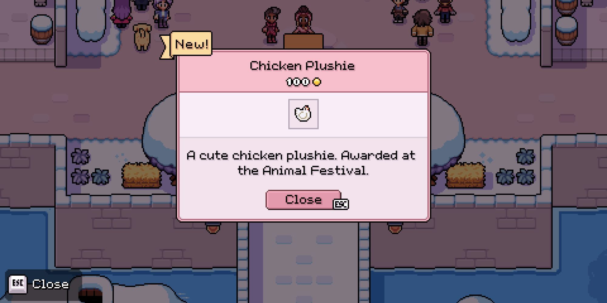 Chicken Plushie Reward in Fields of Mistria