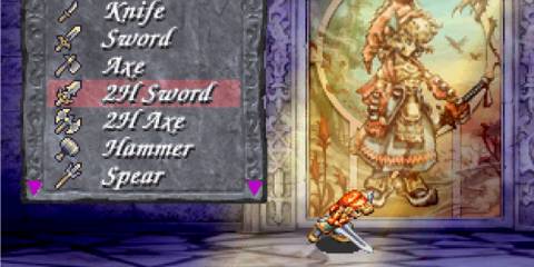 Choosing a weapon in Legend of Mana (PS1)