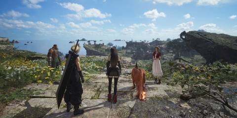 Cloud's party exploring the map.