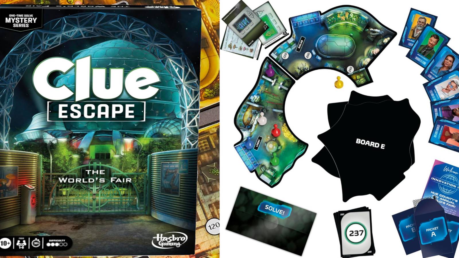 Clue Escape The World's Fair Box with Board Game Pieces 