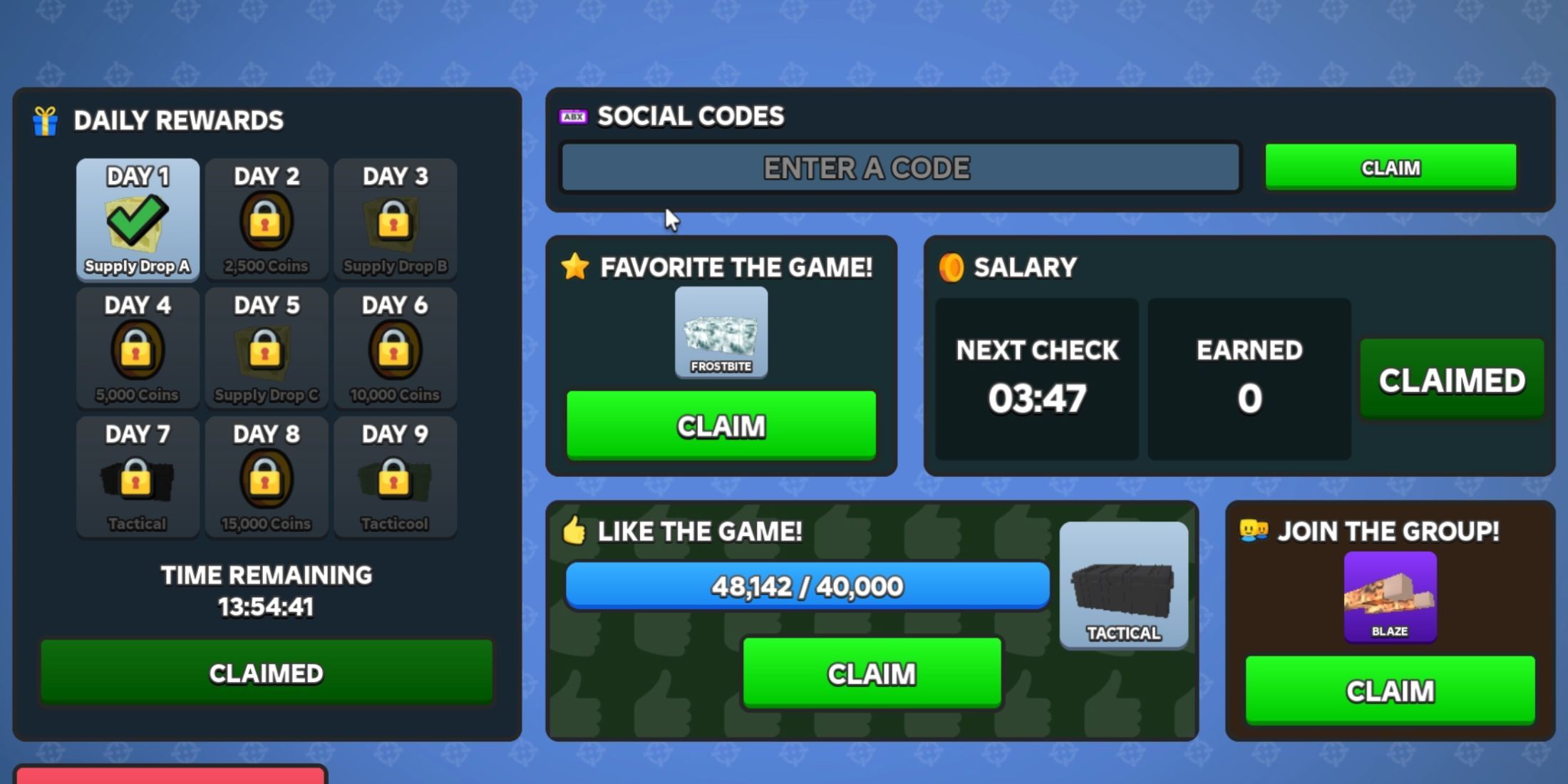 Combat Arena the codes tab