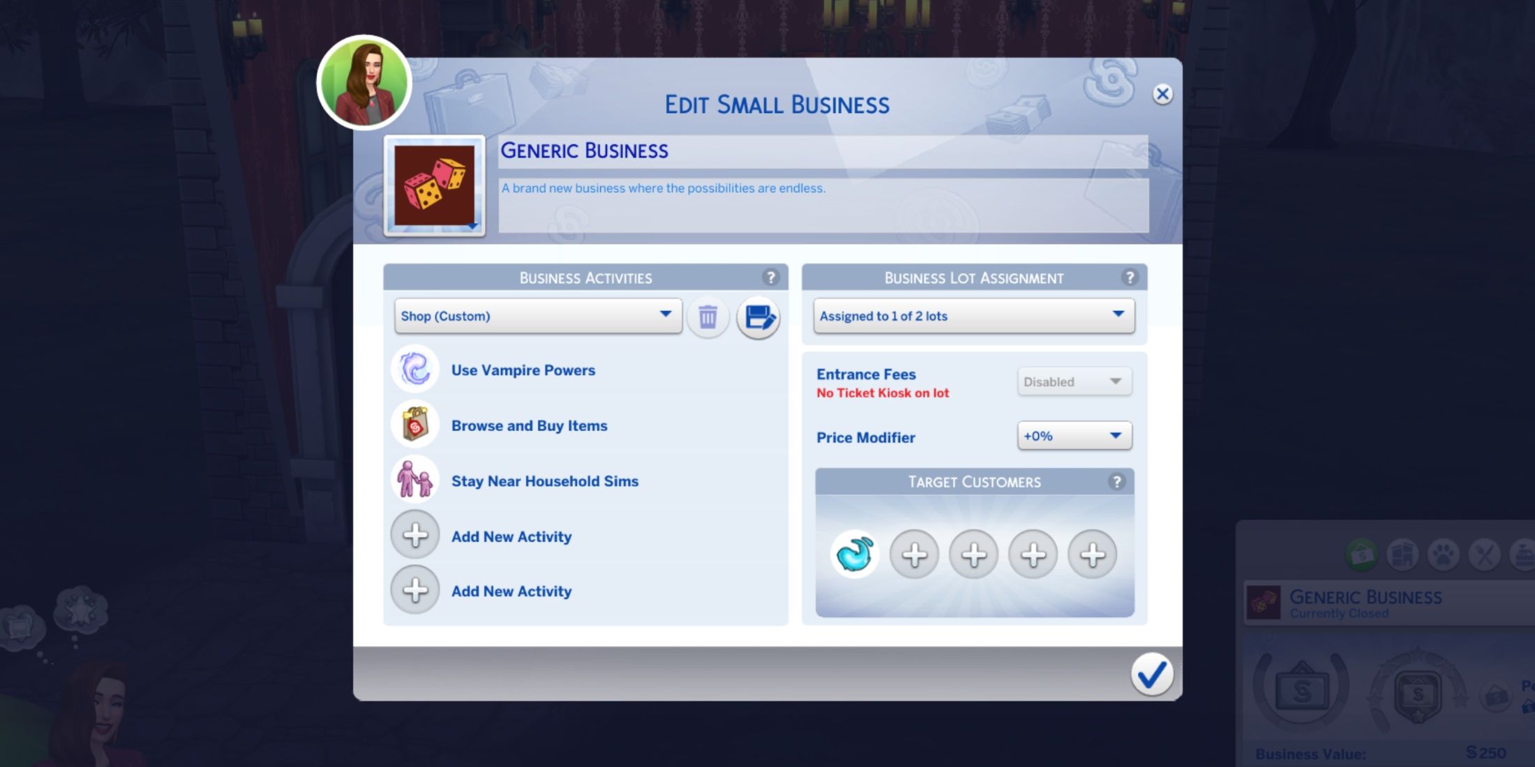 complete small business menu the sims 4