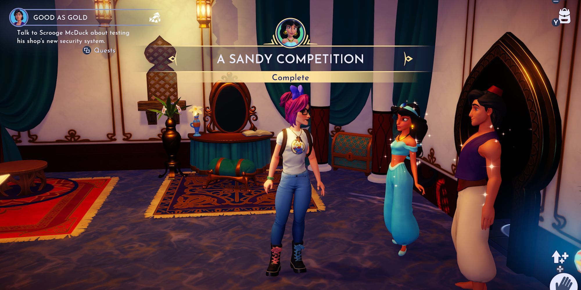 Completing A Sandy Competition quest in Disney Dreamlight Valley