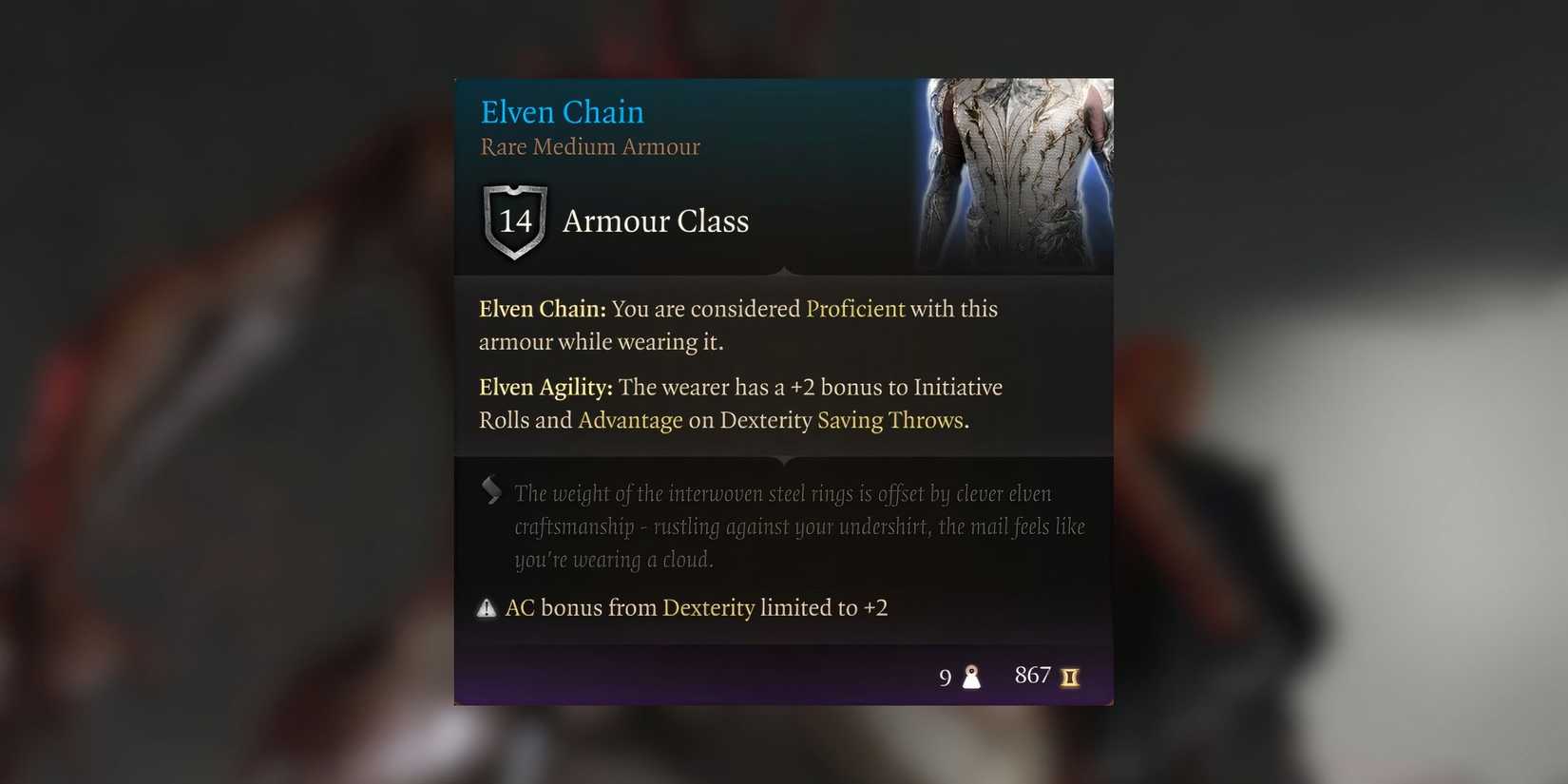 Elven Chain armor stats in Baldur's Gate 3