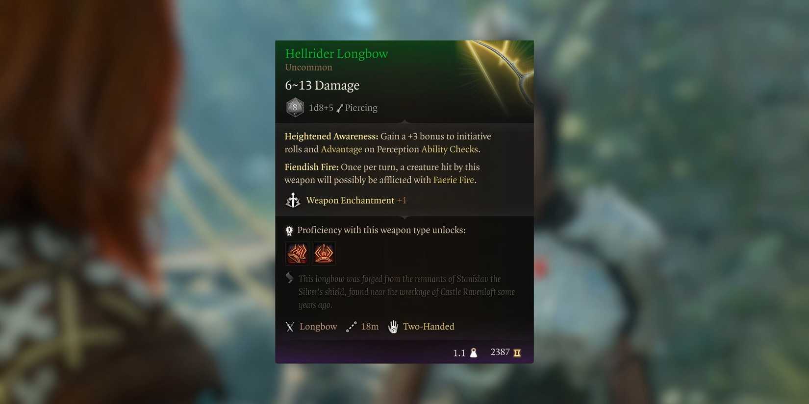 Hellrider Longbow stats in Baldur's Gate 3