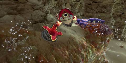 Crashfish swimming towards player after emerging from sulfur plant