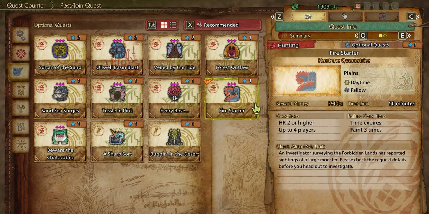 creating an optional quest in monster hunter wilds