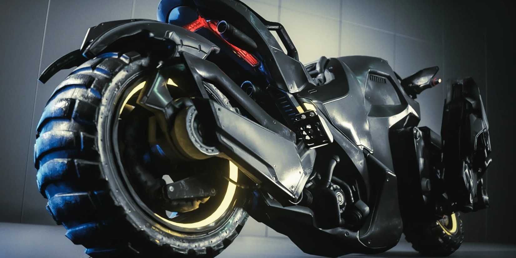 Cyberpunk 2077 bike parked against a wall