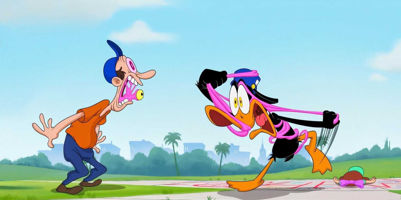 Daffy in the park in The Day the Earth Blew Up A Looney Tunes Movie