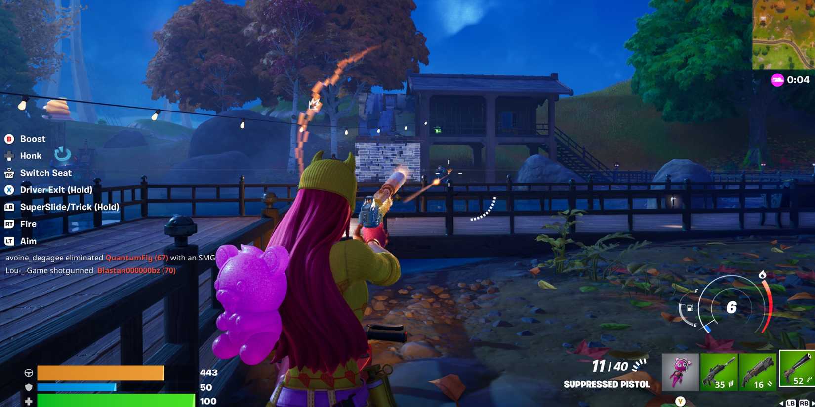 damage on motorcycle fortnite